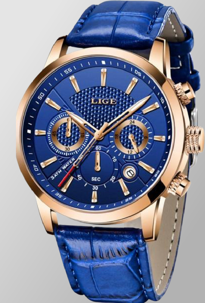 2021 LIGE New Men’s Watch - Gold blue L 3 / Europe1