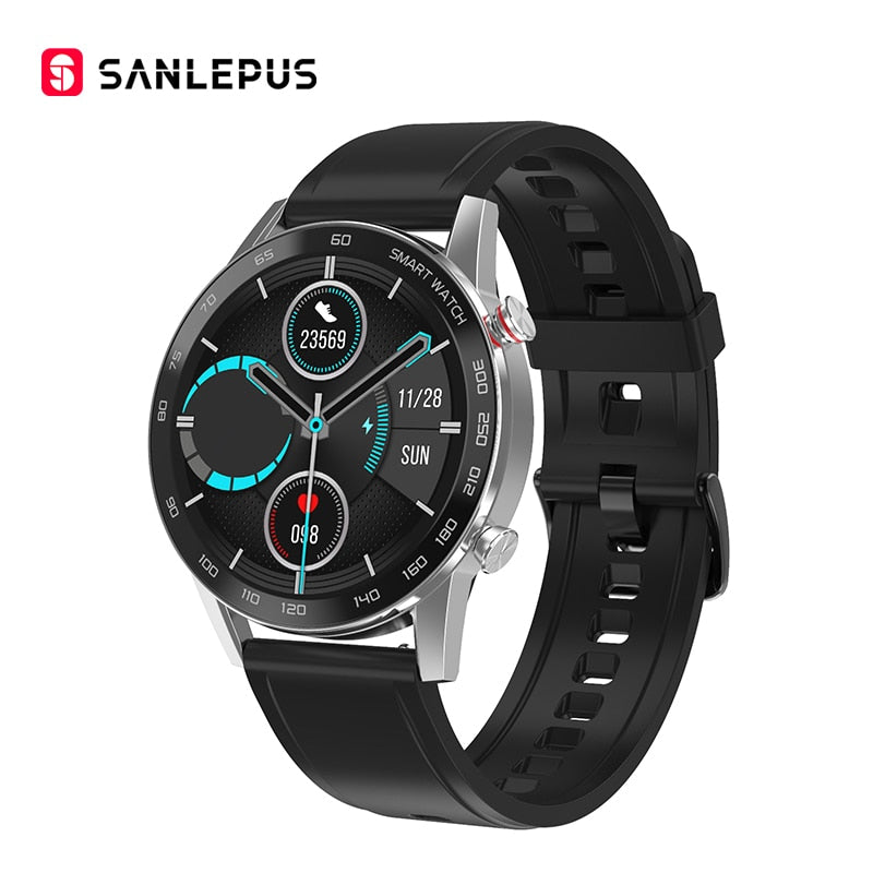 Men's Smart Watch - SilverBlack-Silicone