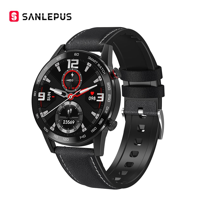 Men's Smart Watch - All Black-Leather