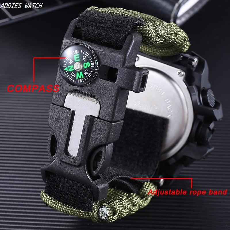 LED Military Watch with compass 30M Waterproof