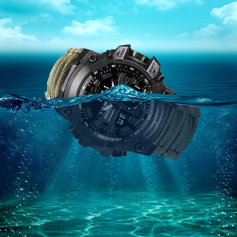 LED Military Watch with compass 30M Waterproof