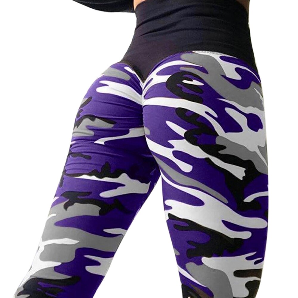 Camo Leggings - purple / Waist-74-80cm/29.13-31.5in, Length-94cm/37.01in