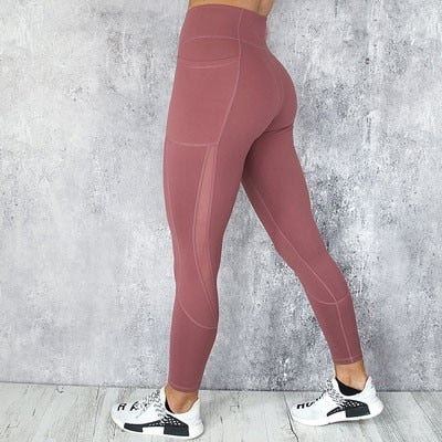 Sport Yoga Pants / Leggings with Pocket - Red Yoga Pants / Length- 89cm/35.0in, Waist- 66cm/26.0in