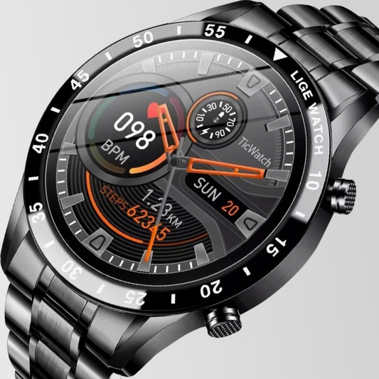 LIGE 2021 Touch Screen Steel Band Luxury Bluetooth Smart Watch