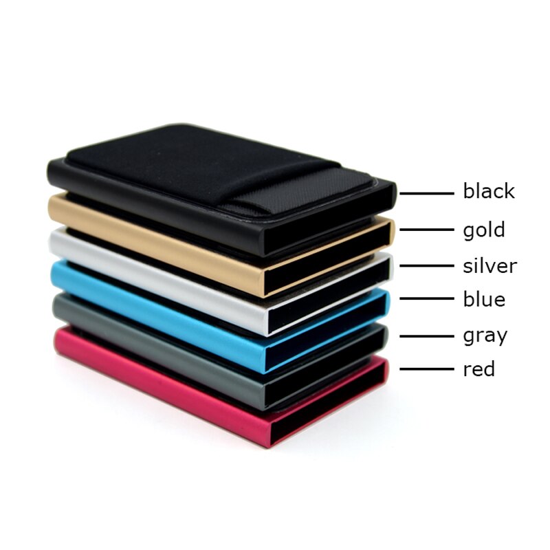 BONAMIE Aluminum Wallet With Elasticity Back Pouch