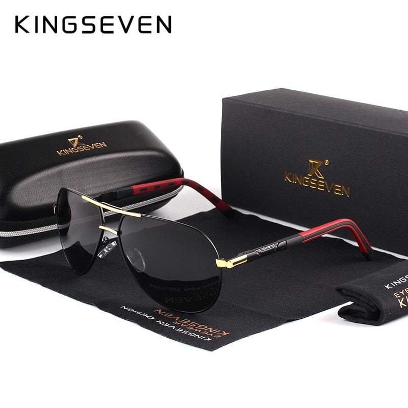 Men Vintage Aluminum Polarized Sunglasses - Gold Black