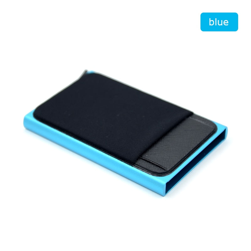 BONAMIE Aluminum Wallet With Elasticity Back Pouch - Blue