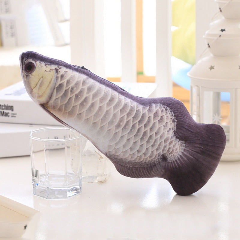 1PC 3D Fish “Cat “ Toy - Silvery / 20cm