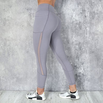 Sport Yoga Pants / Leggings with Pocket - Gray Yoga Pants / Length- 90cm/35.4in, Waist- 70cm/27.6in