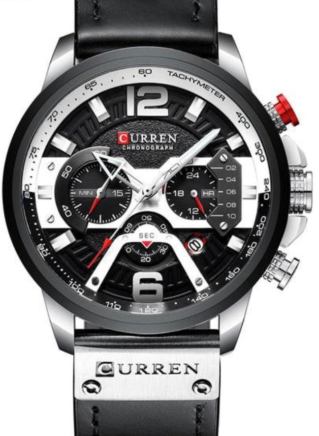 CURREN Sports Watch - silver black - silver black box