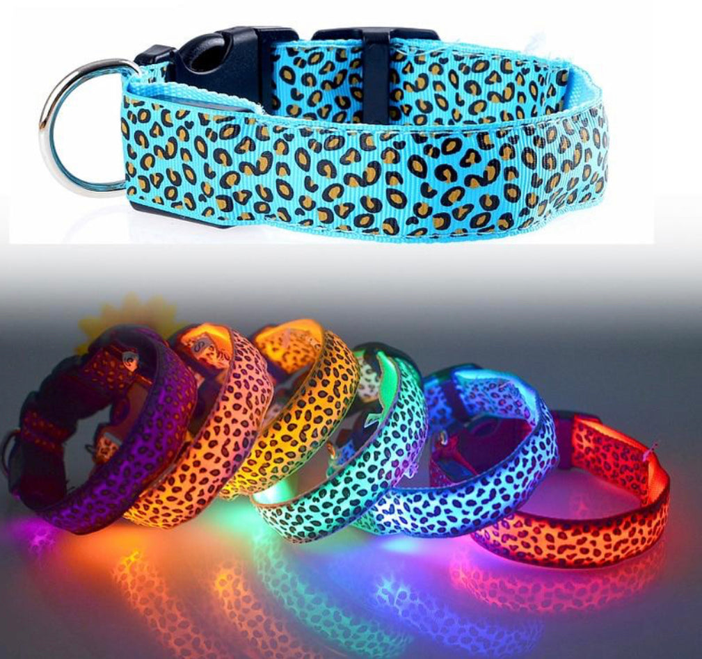 Leopard Print LED Dog Collar