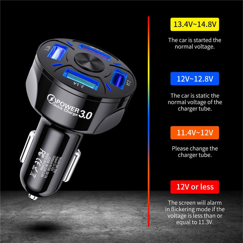 USLION 4 Ports USB Car Charger