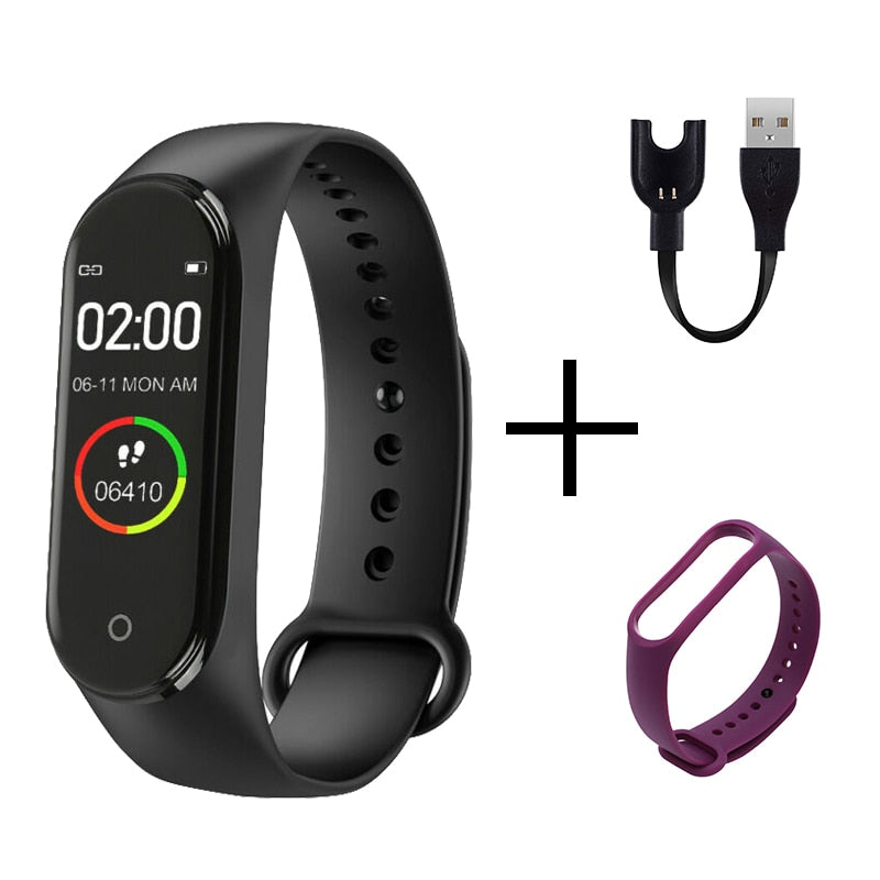 M4 Smart Digital HEART RATE Watch Monitor - Black Purple