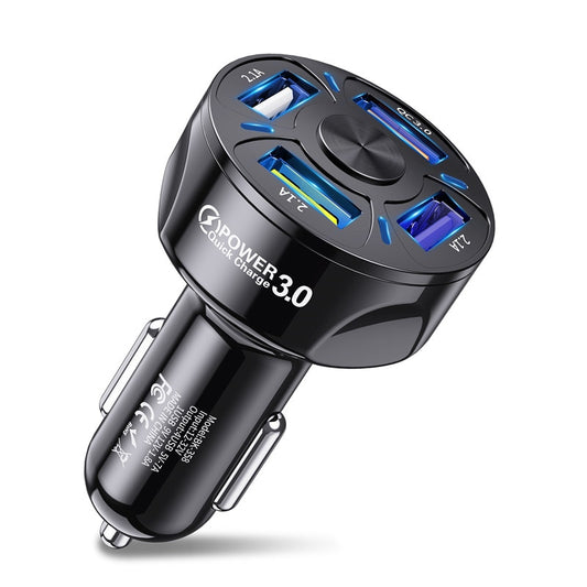 USLION 4 Ports USB Car Charger - 4 Ports Black