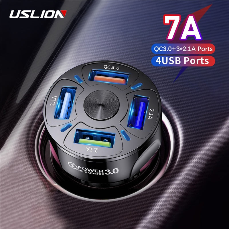 USLION 4 Ports USB Car Charger