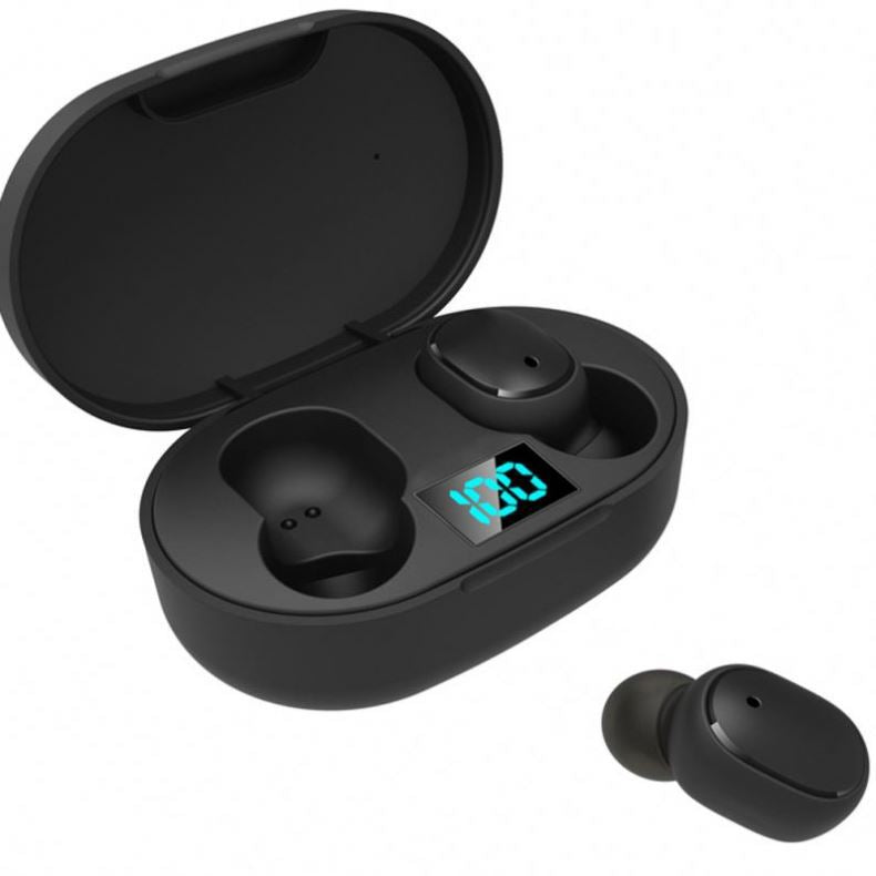 E6s Smart Digital Display Bluetooth Headset / Earbuds - e6s Black