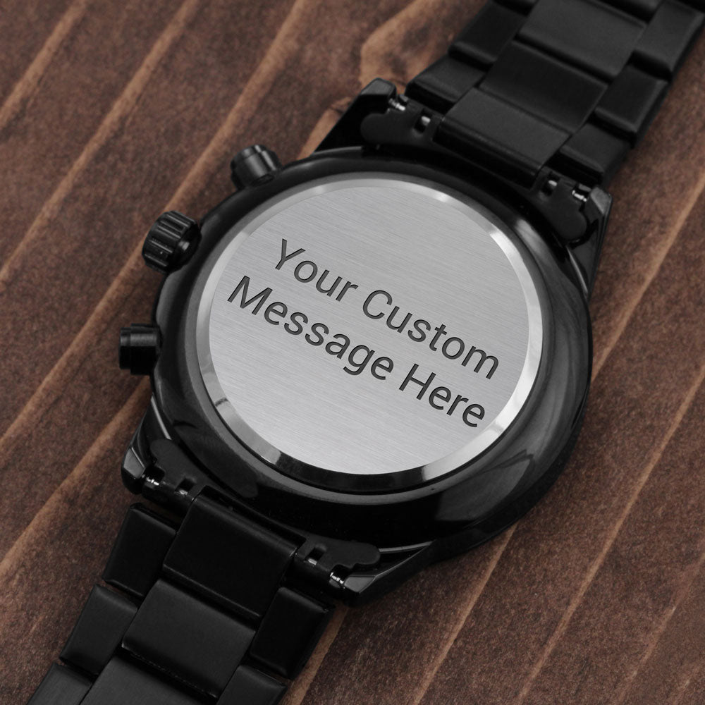 Engraved Chronograph Watch (Black)