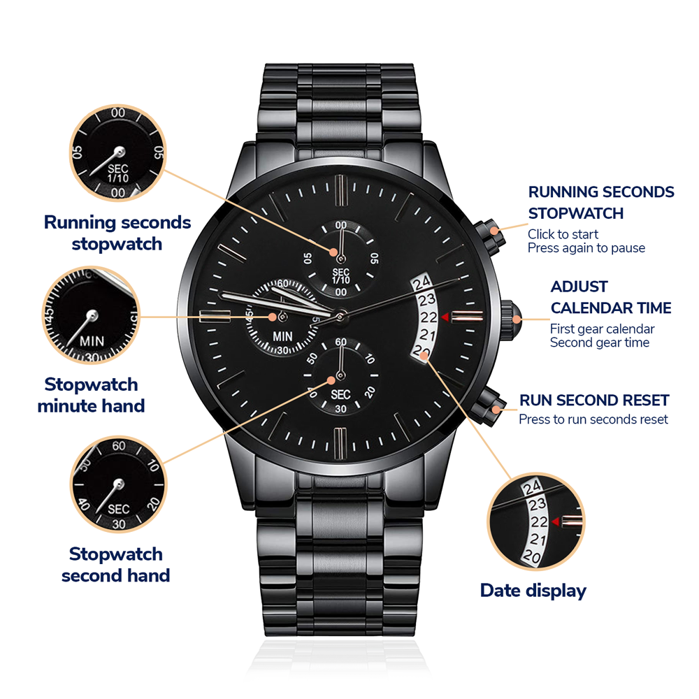 Engraved Chronograph Watch (Black)