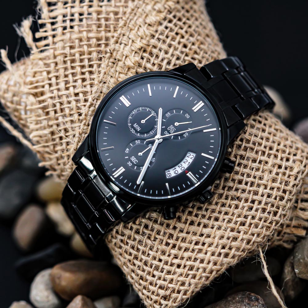 Engraved Chronograph Watch (Black)