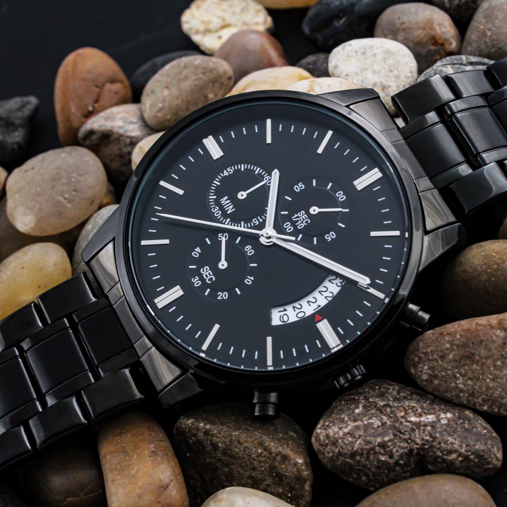 Engraved Chronograph Watch (Black)