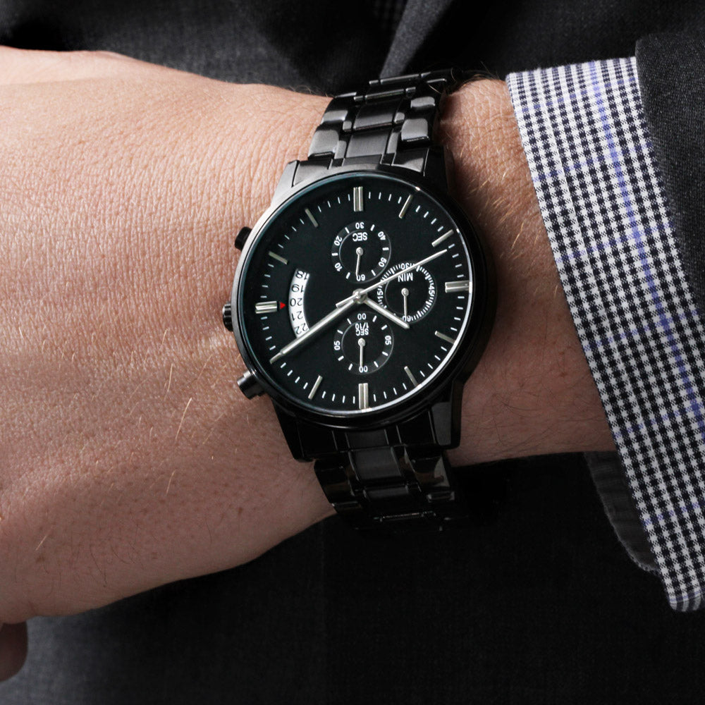 Engraved Chronograph Watch (Black)