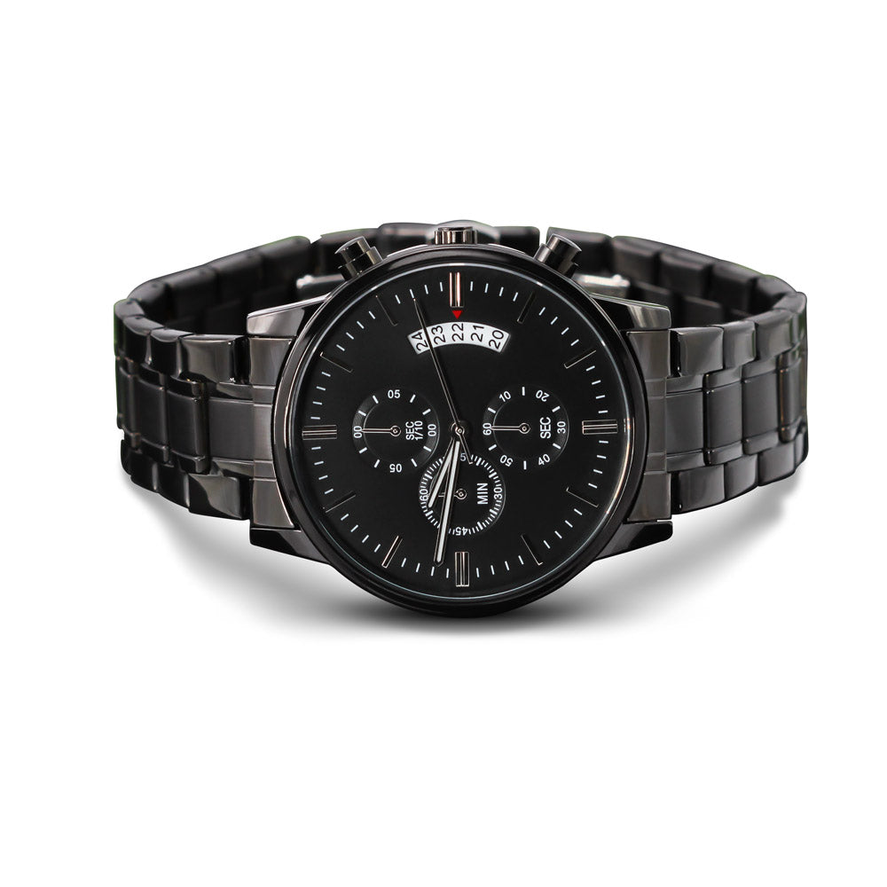Engraved Chronograph Watch (Black)