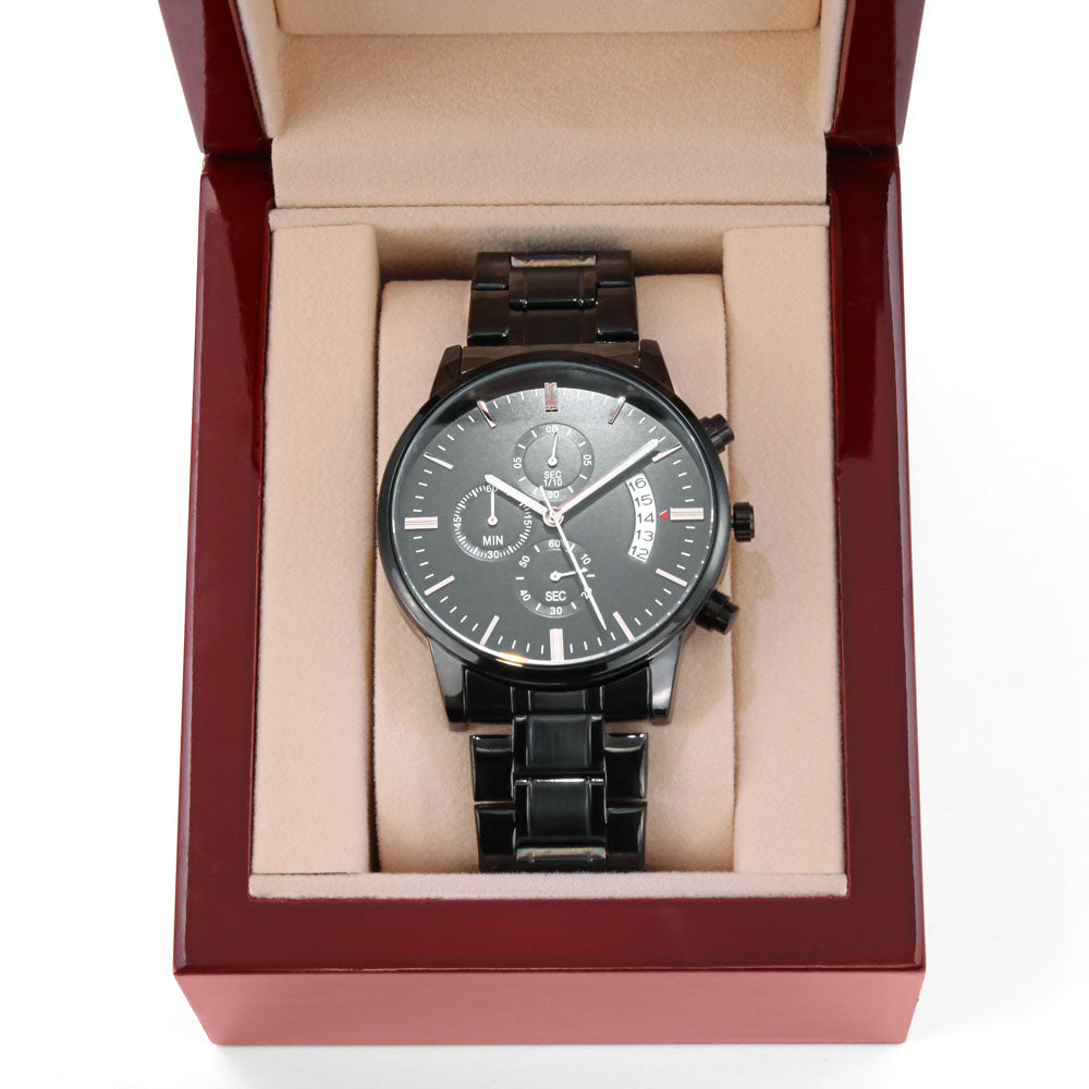 Engraved Chronograph Watch (Black)