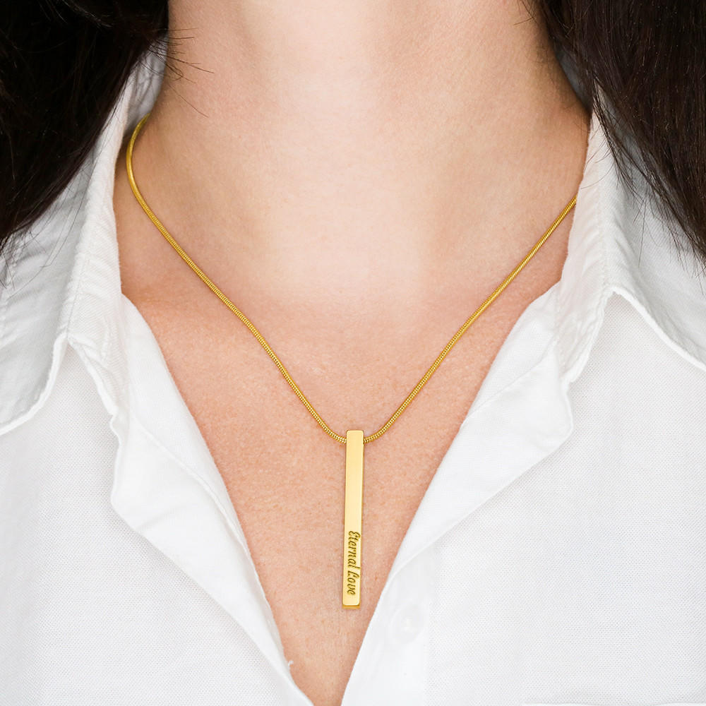 Vertical Stick Necklace (Personal Engraving) & Card