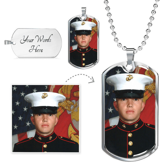 Engraved Dog Tags (Customizable) - Military Chain (Silver) / Yes