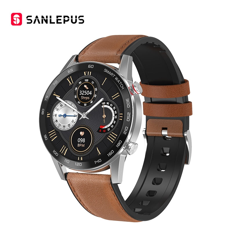 Men's Smart Watch - Brown-Leather Strap