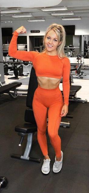 2pc Yoga Leggings Set - orange set / S