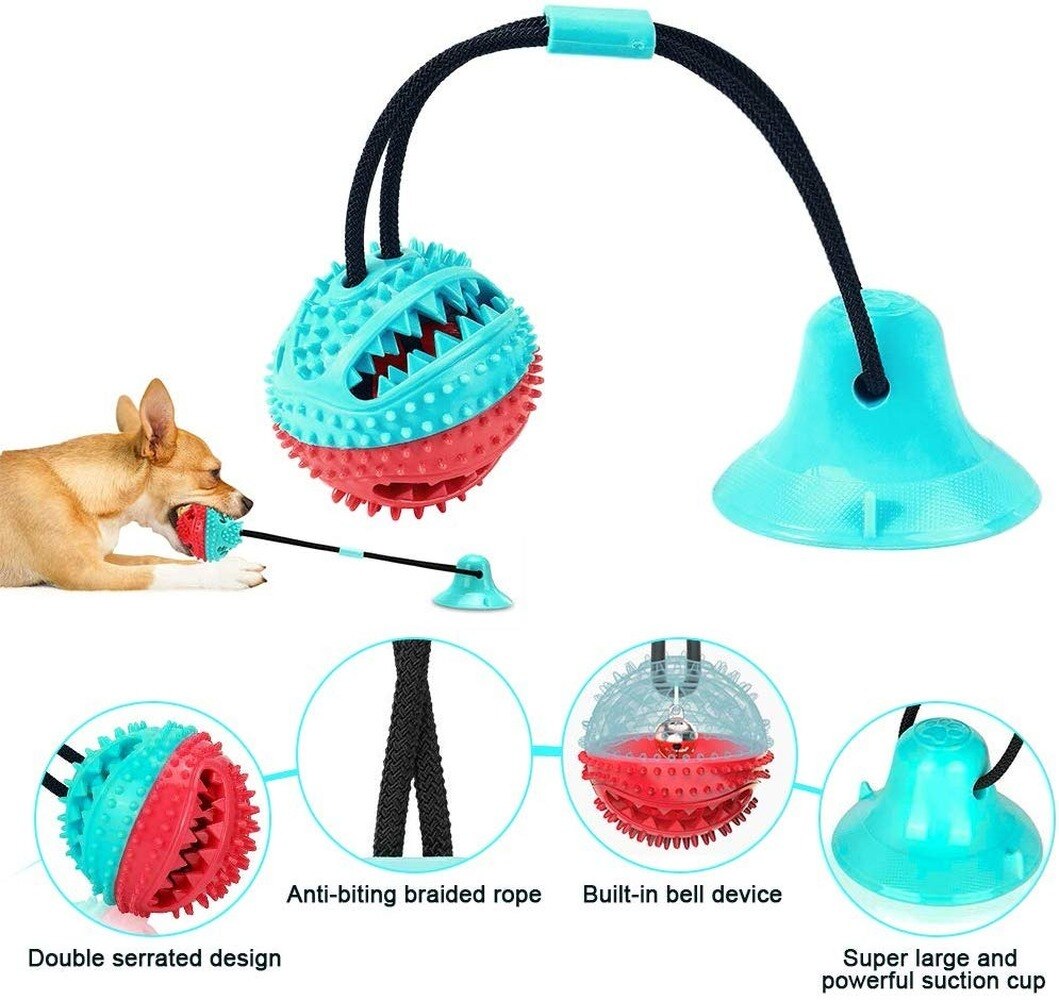 Multifunction Squeaking Pull Toy with Suction Cup