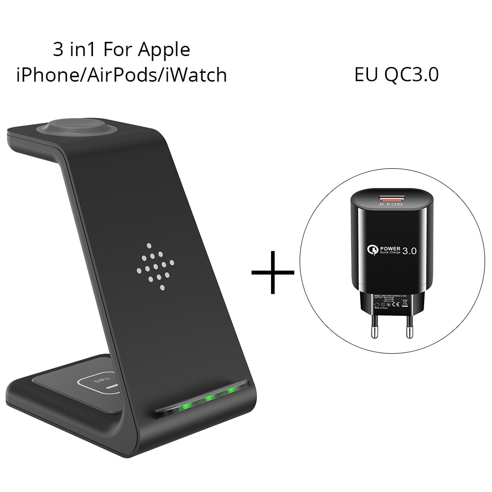 Qi 3 in 1 Wireless Charging Station - Apple EU Adapter