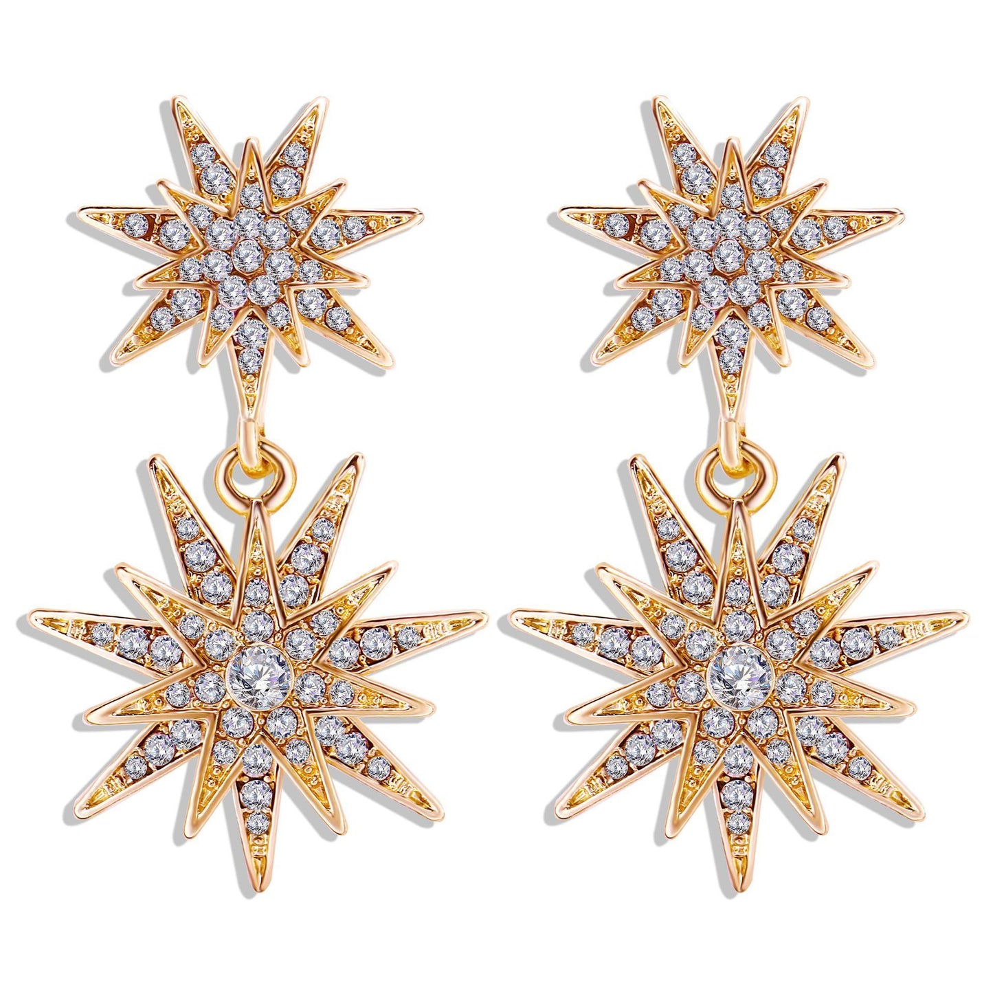 Celestial Star Drop Earring With Austrian Crystals - -