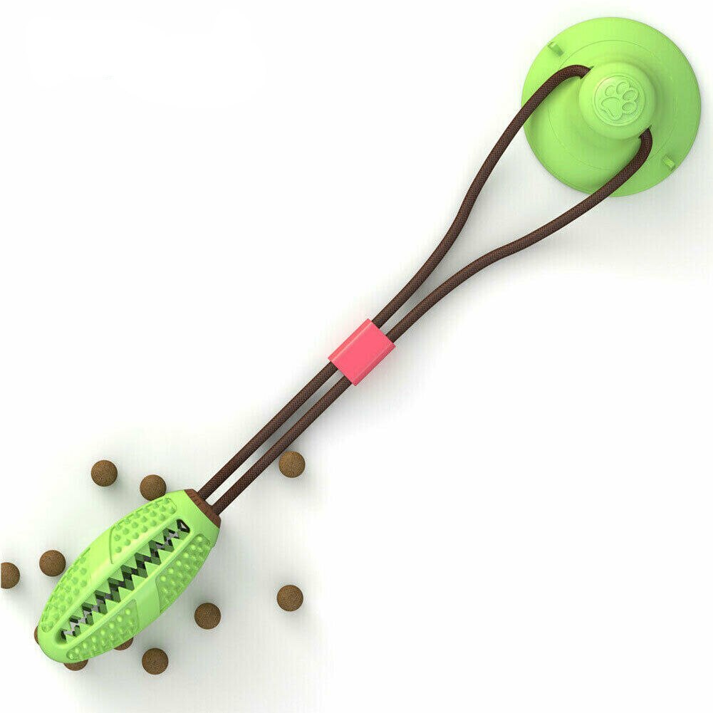 Multifunction Squeaking Pull Toy with Suction Cup - Green with Suck Cup