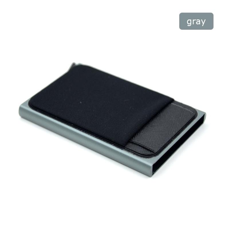 BONAMIE Aluminum Wallet With Elasticity Back Pouch - Gray