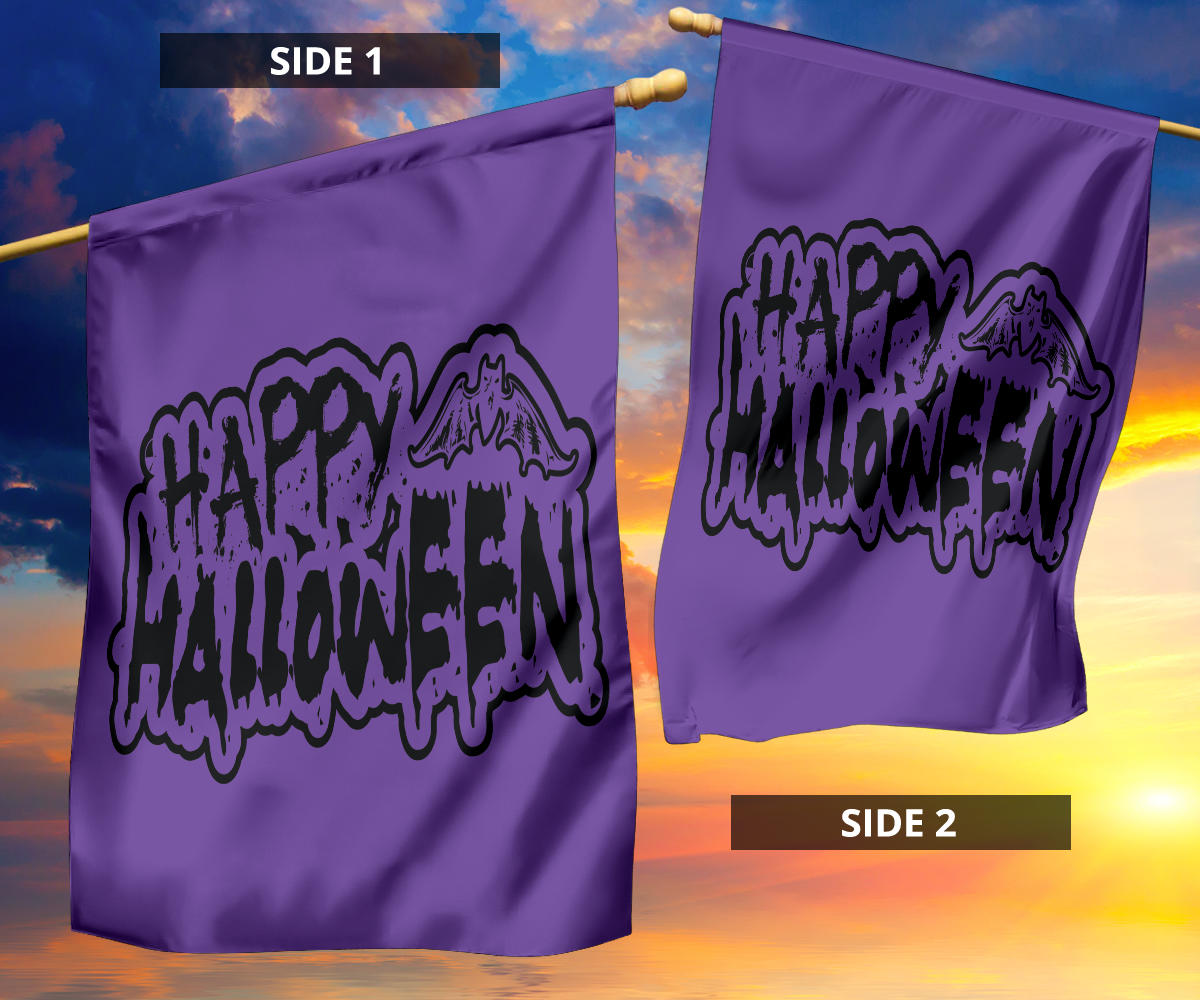 Happy Halloween Bat (Purple) - Halloween Flag