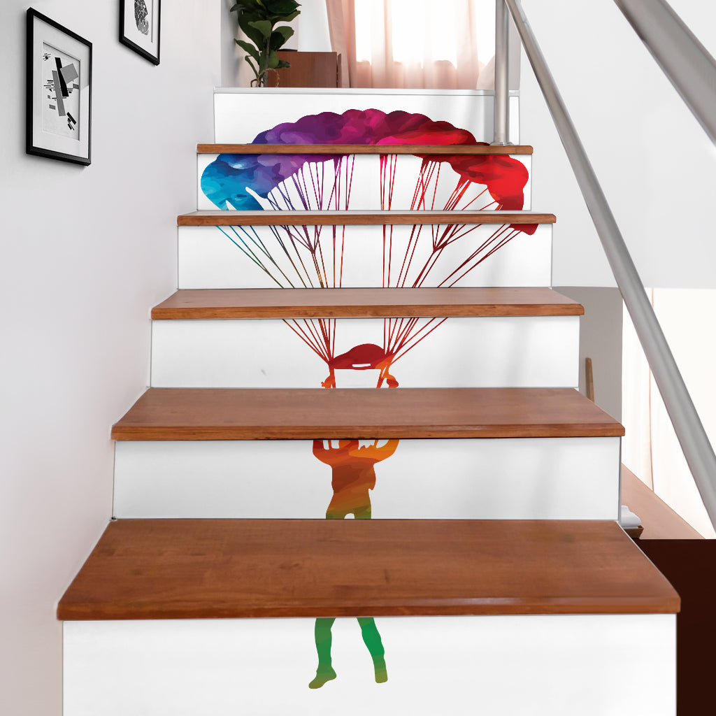 Colorful Parachuter Stair Sticker