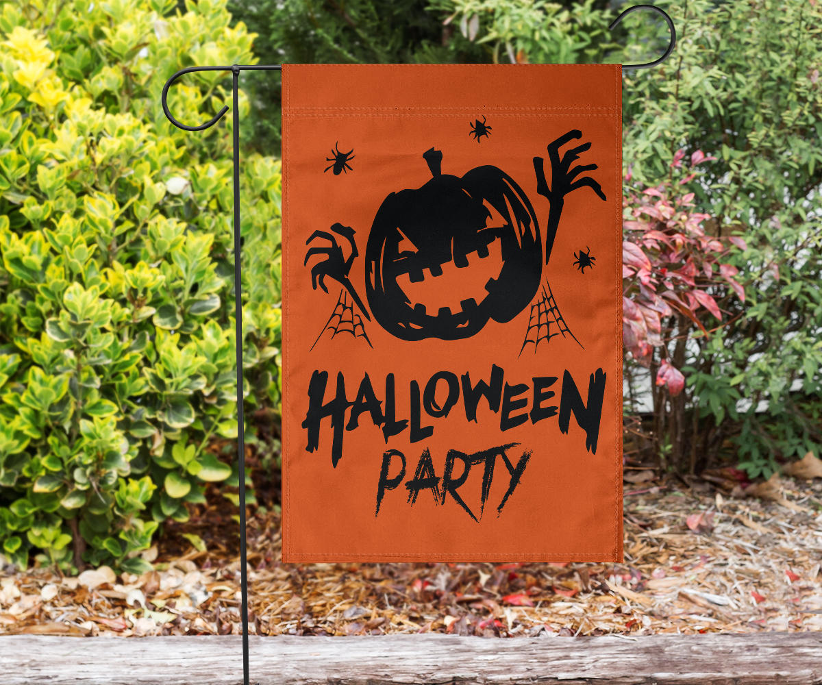 Halloween Party (Orange) - Halloween Flag - Flag - Halloween Party (Orange) - Halloween Flag / Garden Flag (18" X 12")