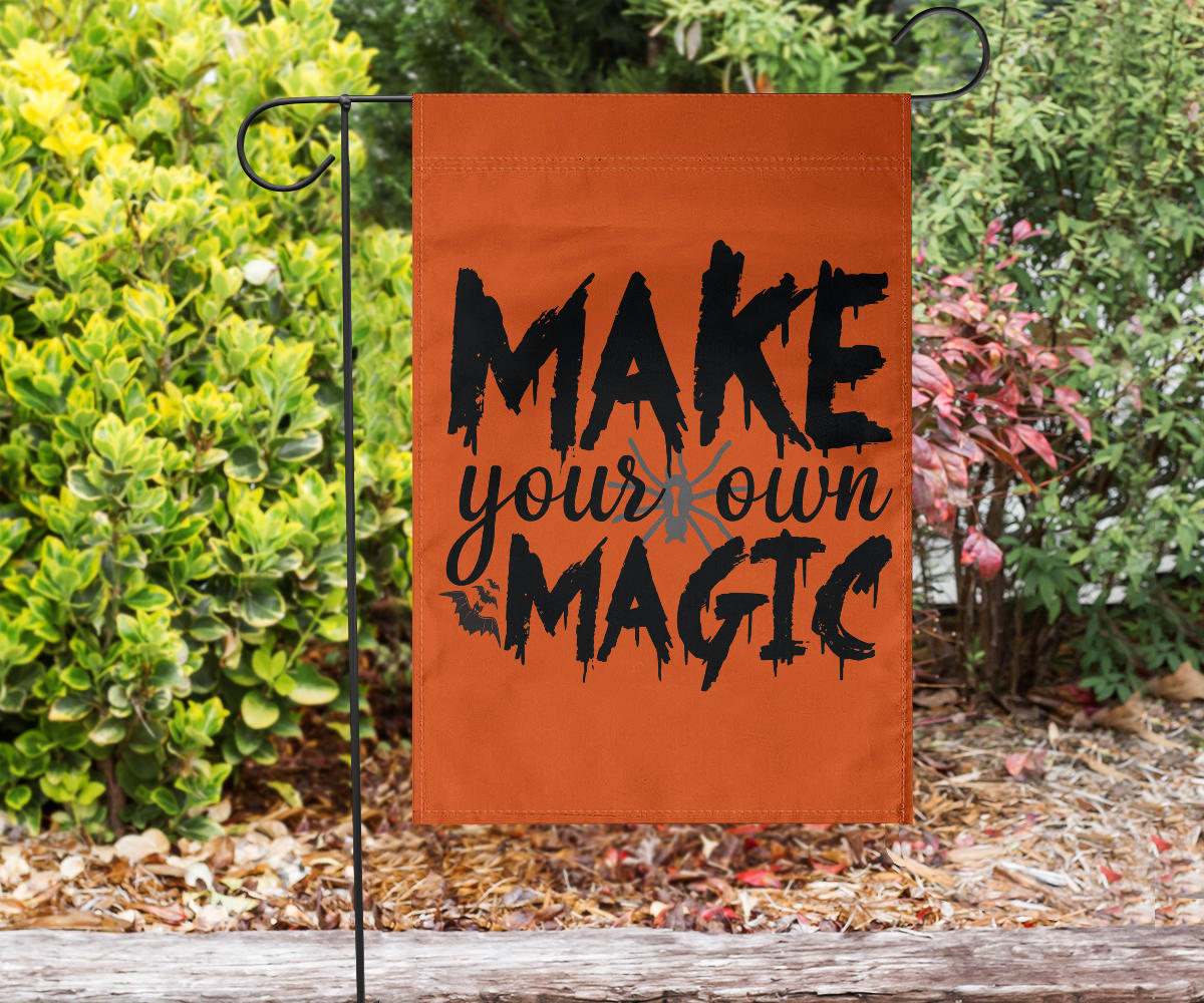 Make Your Own Magic (Orange) - Halloween Flag - Flag - Make Your Own Magic (Orange) - Halloween Flag / Garden Flag (18" X 12")