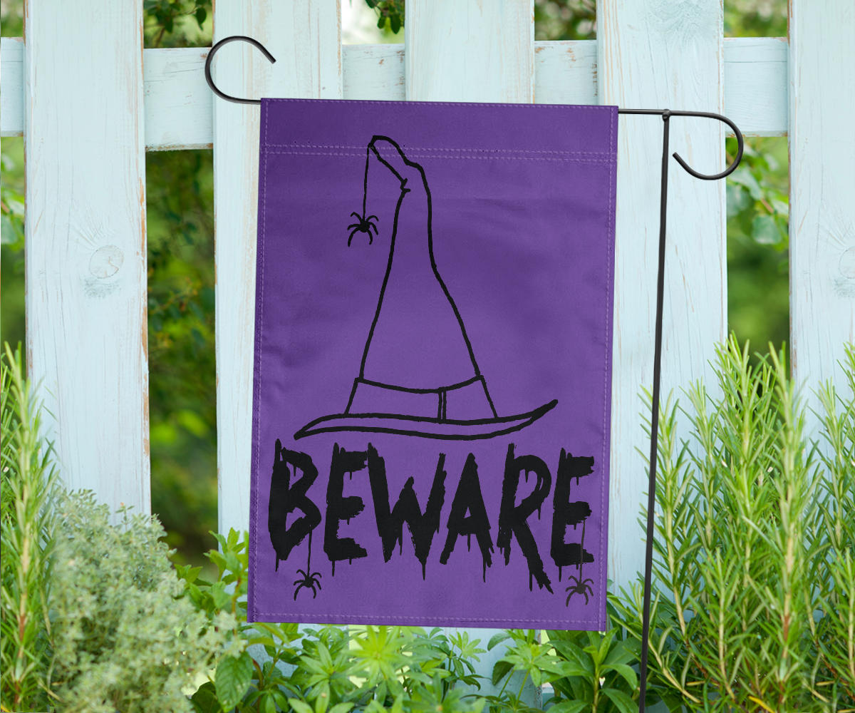 Beware Witches Hat (Purple) - Halloween Flag