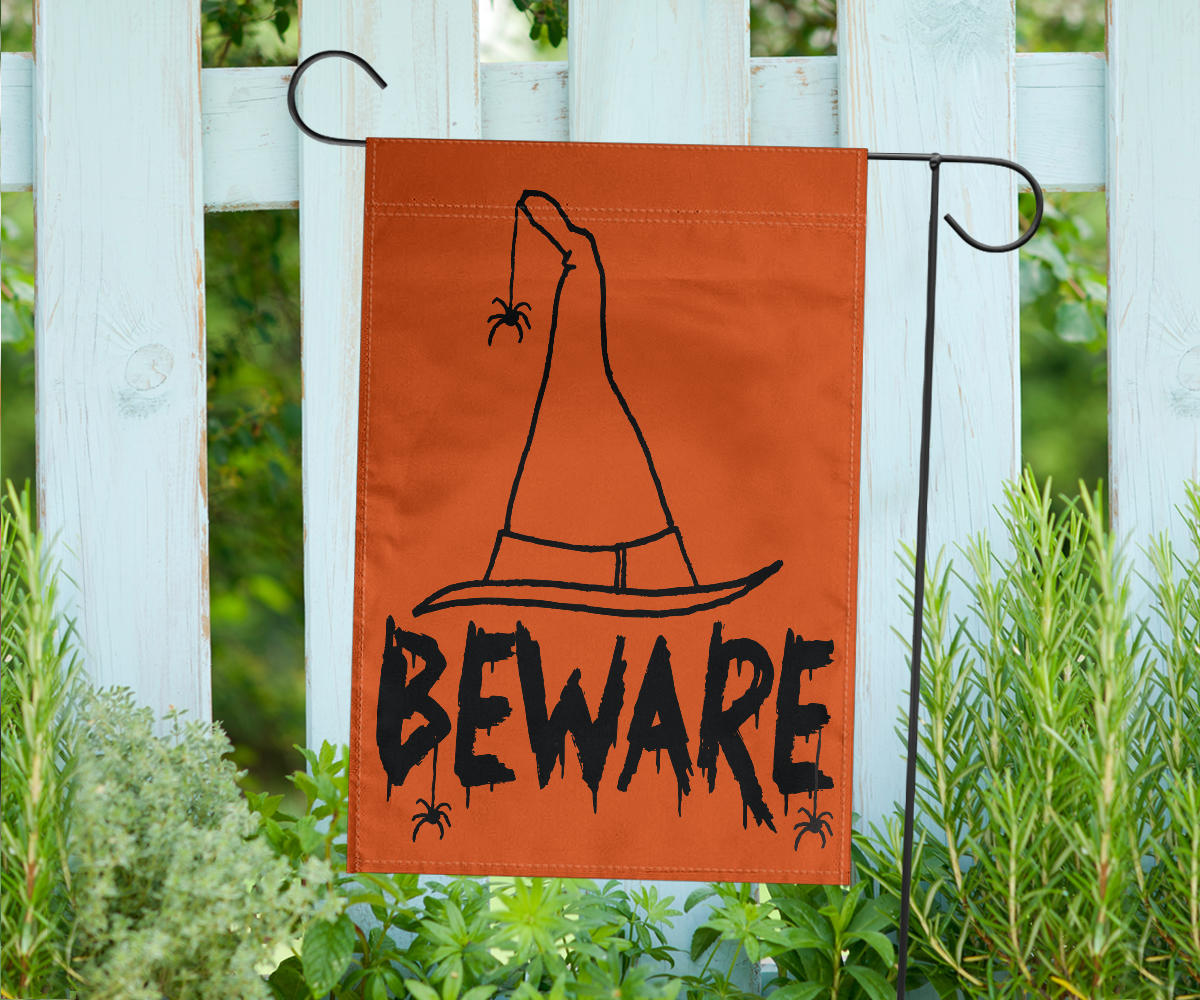 Beware Witches Hat (Orange) - Halloween Flag