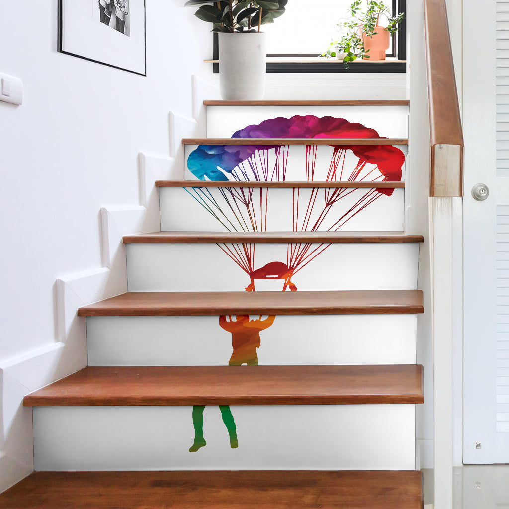 Colorful Parachuter Stair Sticker