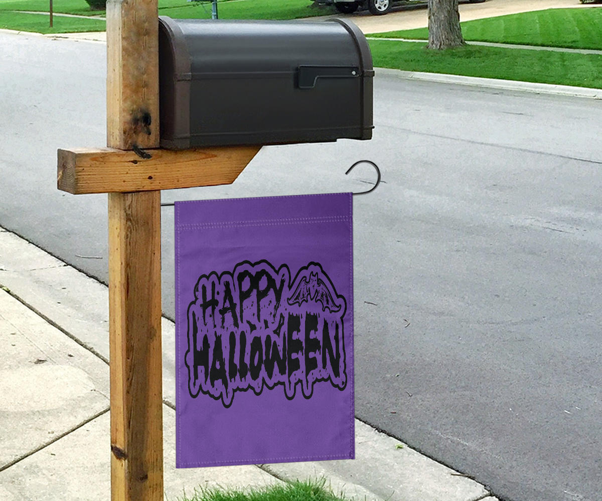 Happy Halloween Bat (Purple) - Halloween Flag