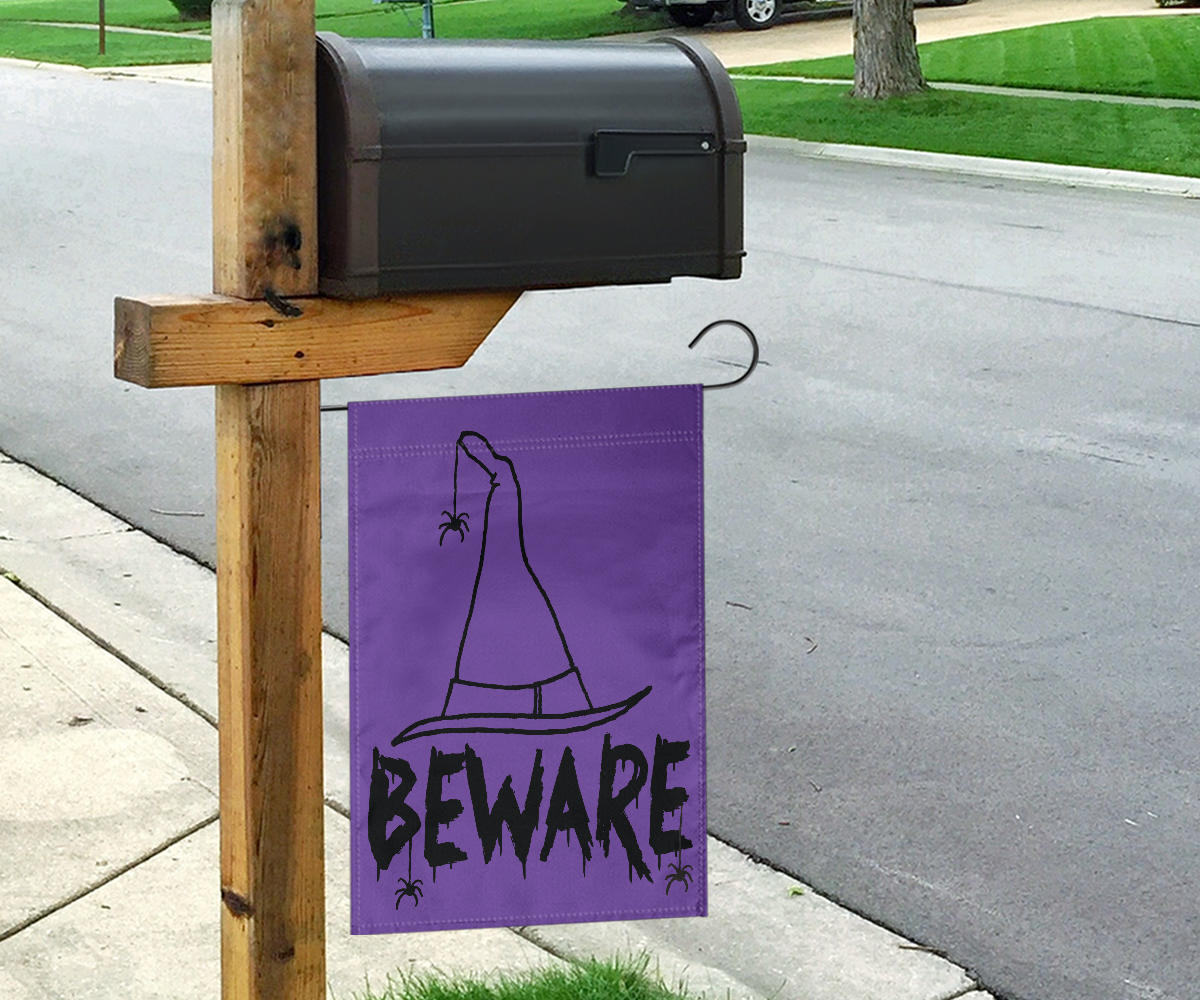 Beware Witches Hat (Purple) - Halloween Flag