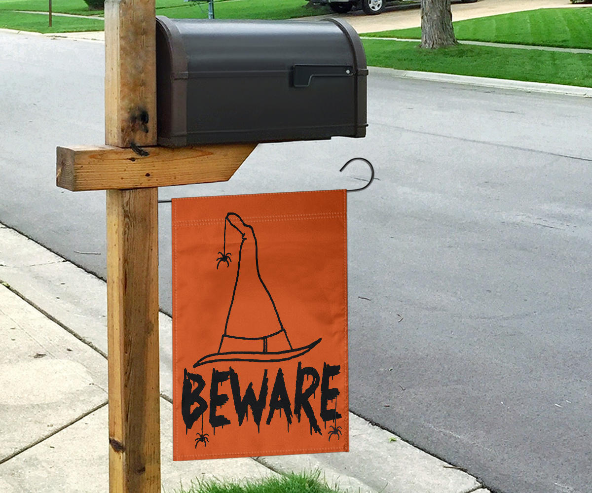 Beware Witches Hat (Orange) - Halloween Flag