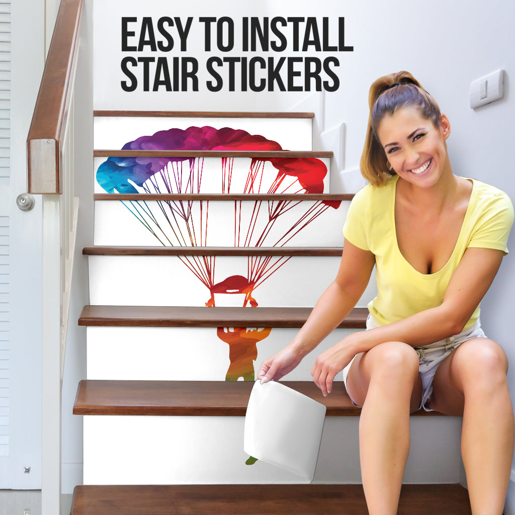 Colorful Parachuter Stair Sticker