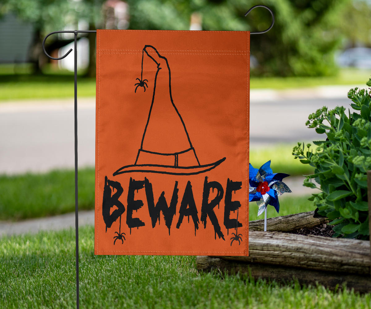 Beware Witches Hat (Orange) - Halloween Flag