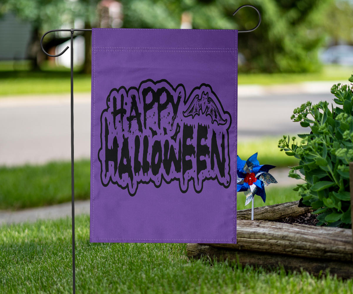 Happy Halloween Bat (Purple) - Halloween Flag