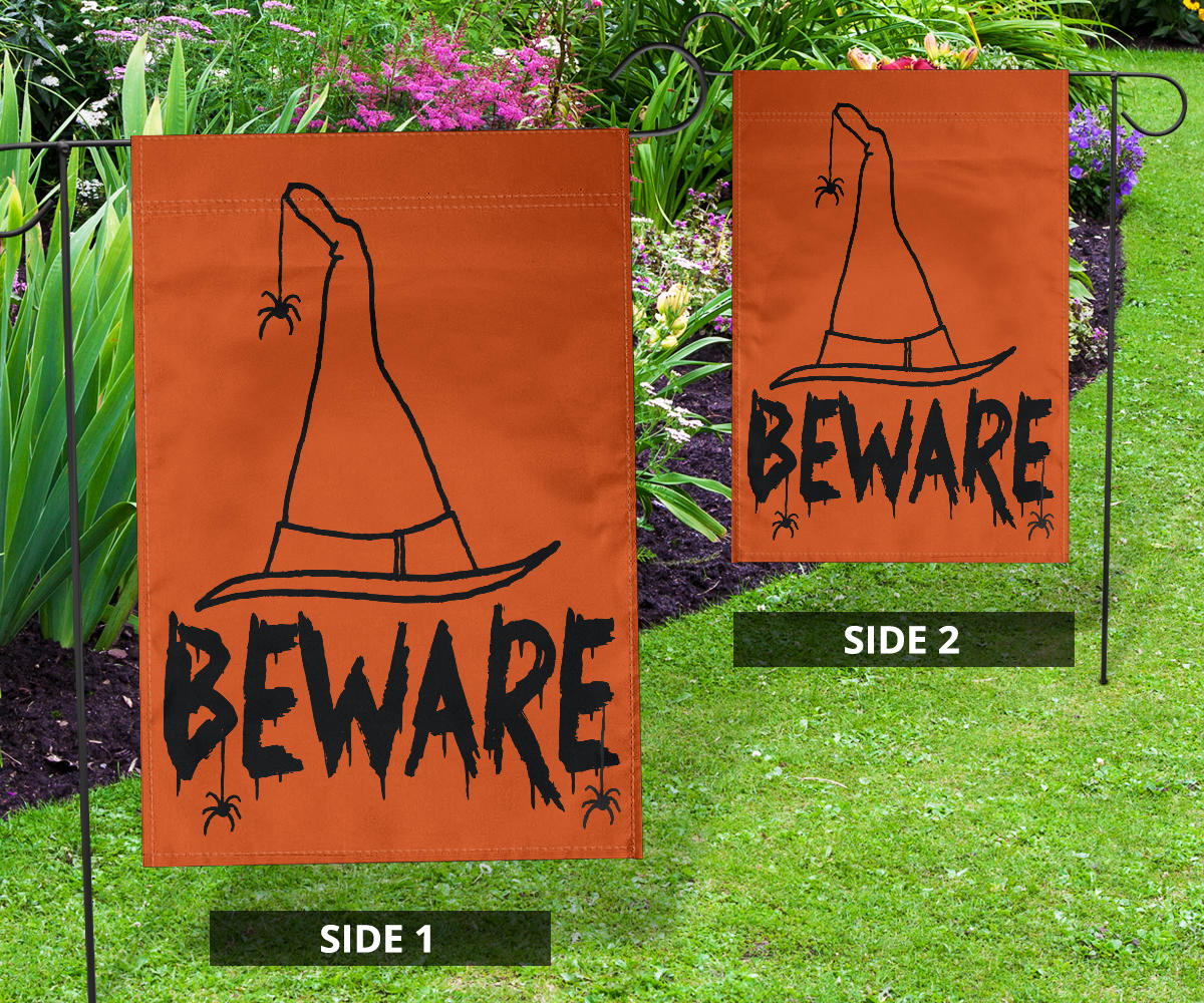 Beware Witches Hat (Orange) - Halloween Flag